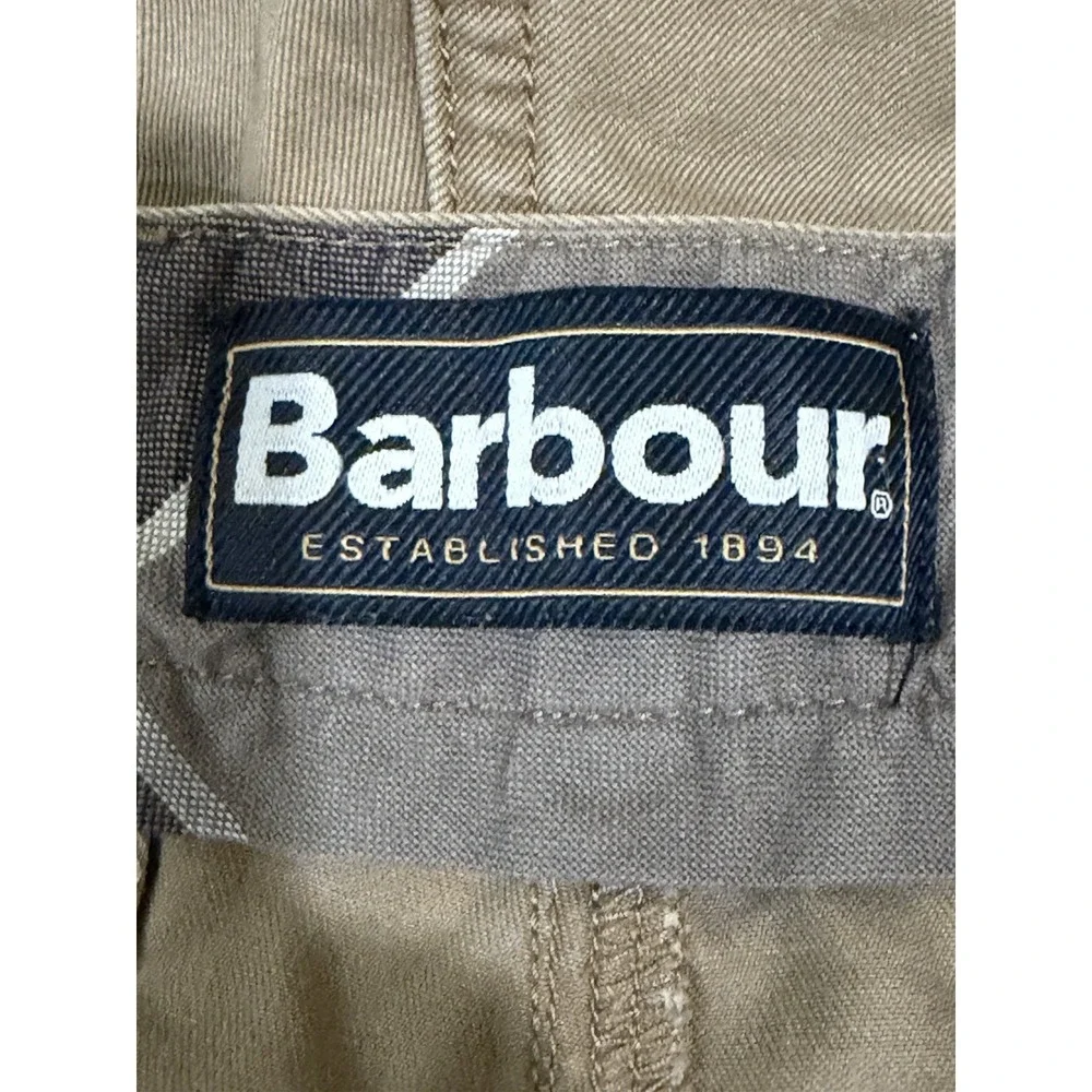 Barbour Shorts Mens 40 Khaki Flat Front Cotton 9.5